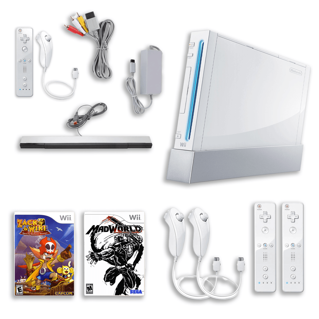 Paquete de joyas ocultas de Nintendo Wii – Zack & Wiki & MadWorld – 2 mandos, 2 Nunchuks