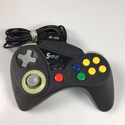 N64 Nintendo 64 Super Pad 64 Plus (Black) (Retro Fam)