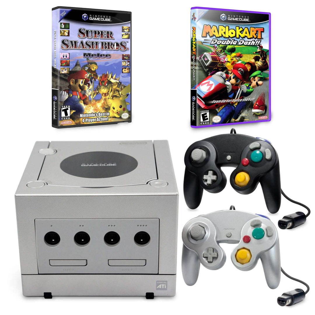 Nintendo Gamecube Console Super Smash Bros & Mario Kart - Platinum (Retro Fam)