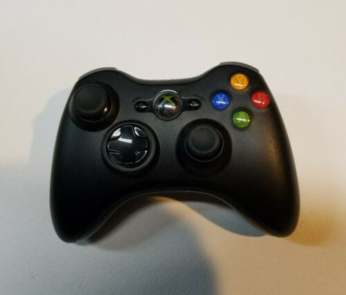 Mando inalámbrico original de Microsoft para Xbox 360, color negro (Retro Fam)