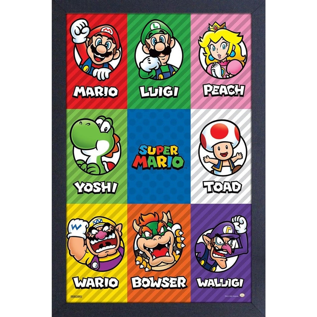 Cuadrícula de personajes de Super Mario (Retro Fam)