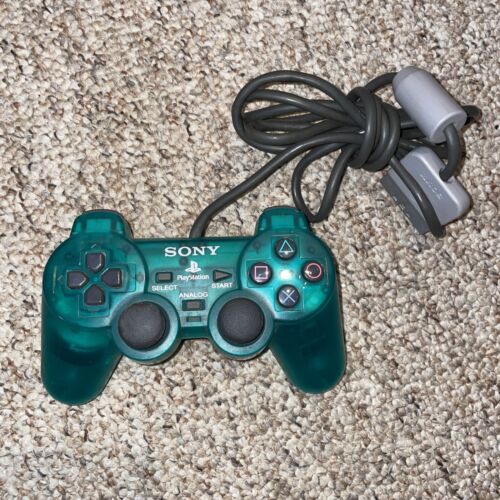 Mando Dual Shock original de PS1 color verde transparente (Retro Fam)