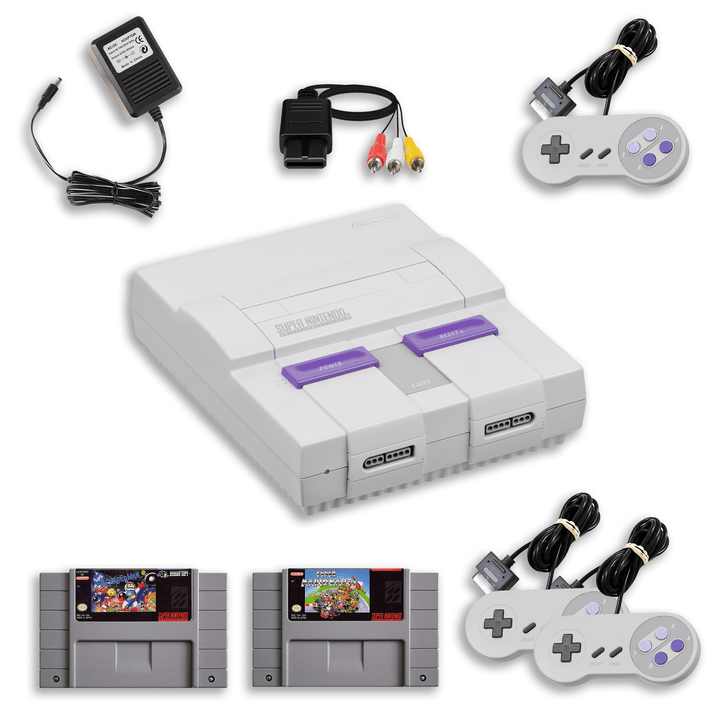 SNES Party Pack – Super Mario Kart & Bomberman – 2 Controllers