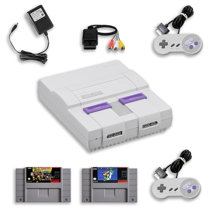 Jeux de plateforme classiques SNES – Super Mario World et Donkey Kong Country 2 – 1 manette