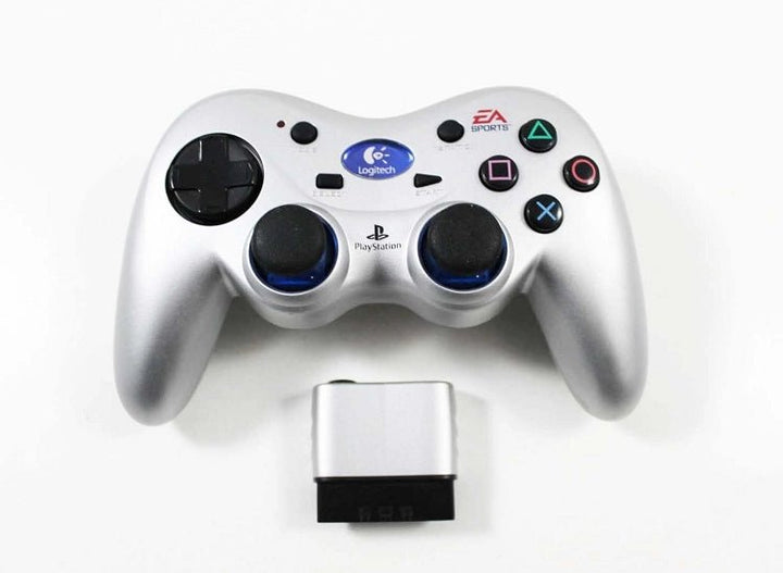 Playstation 2 PS2 EA SPORTS Logitech Precision Wireless Silver Controller (Retro Fam)
