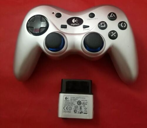 Playstation 2 PS2 Logitech Silver Controller with Receiver (Retro Fam)