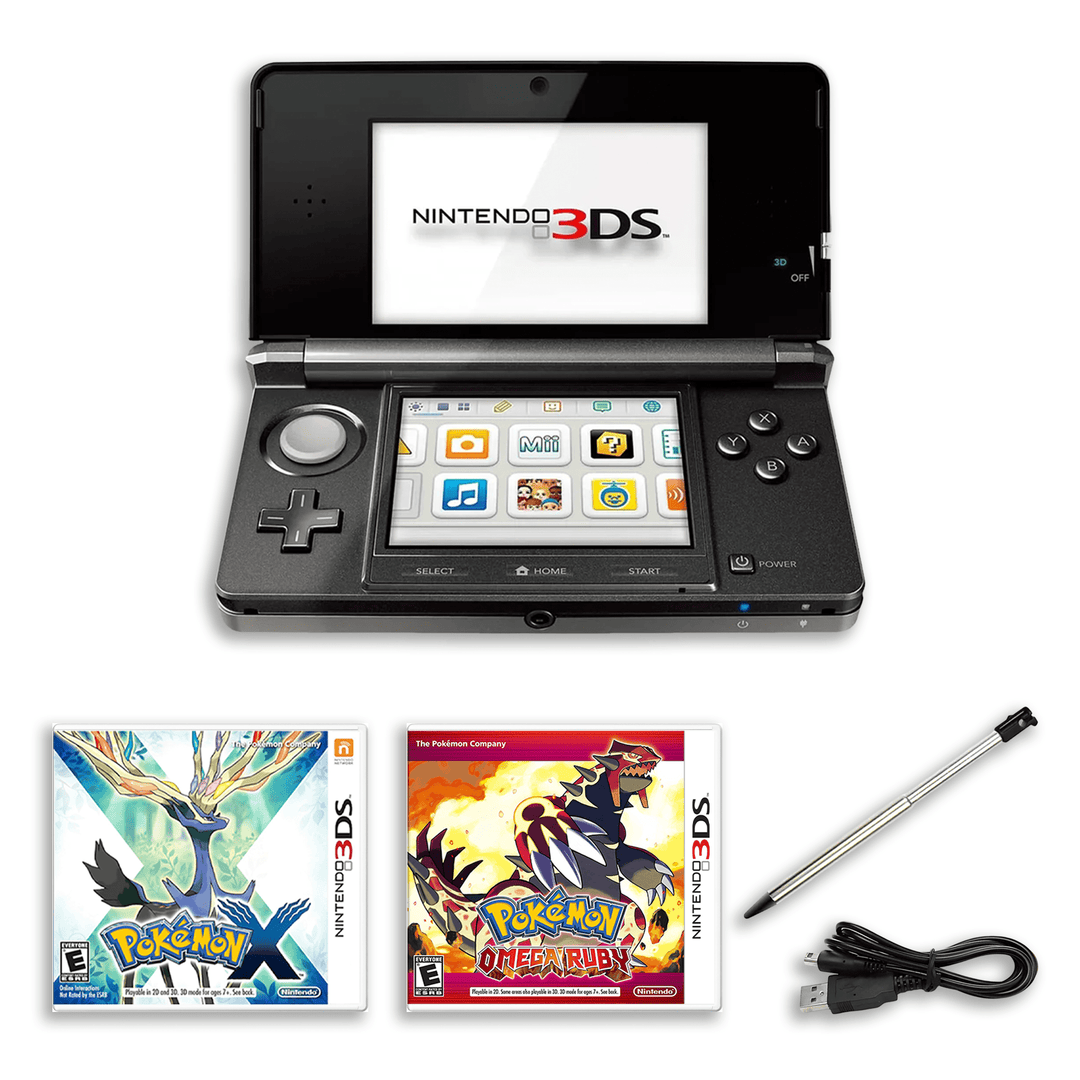Nintendo 3DS Premium Experience – Pokémon X & Omega Ruby – Charger, Stylus