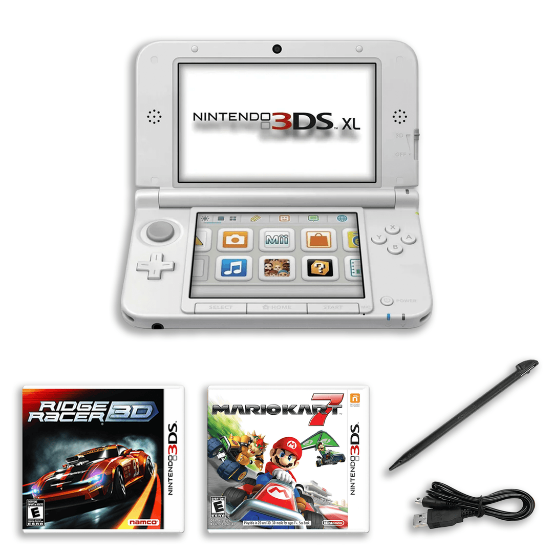 Pack Nintendo 3DS XL Course – Mario Kart 7 et Ridge Racer – Chargeur, Stylet