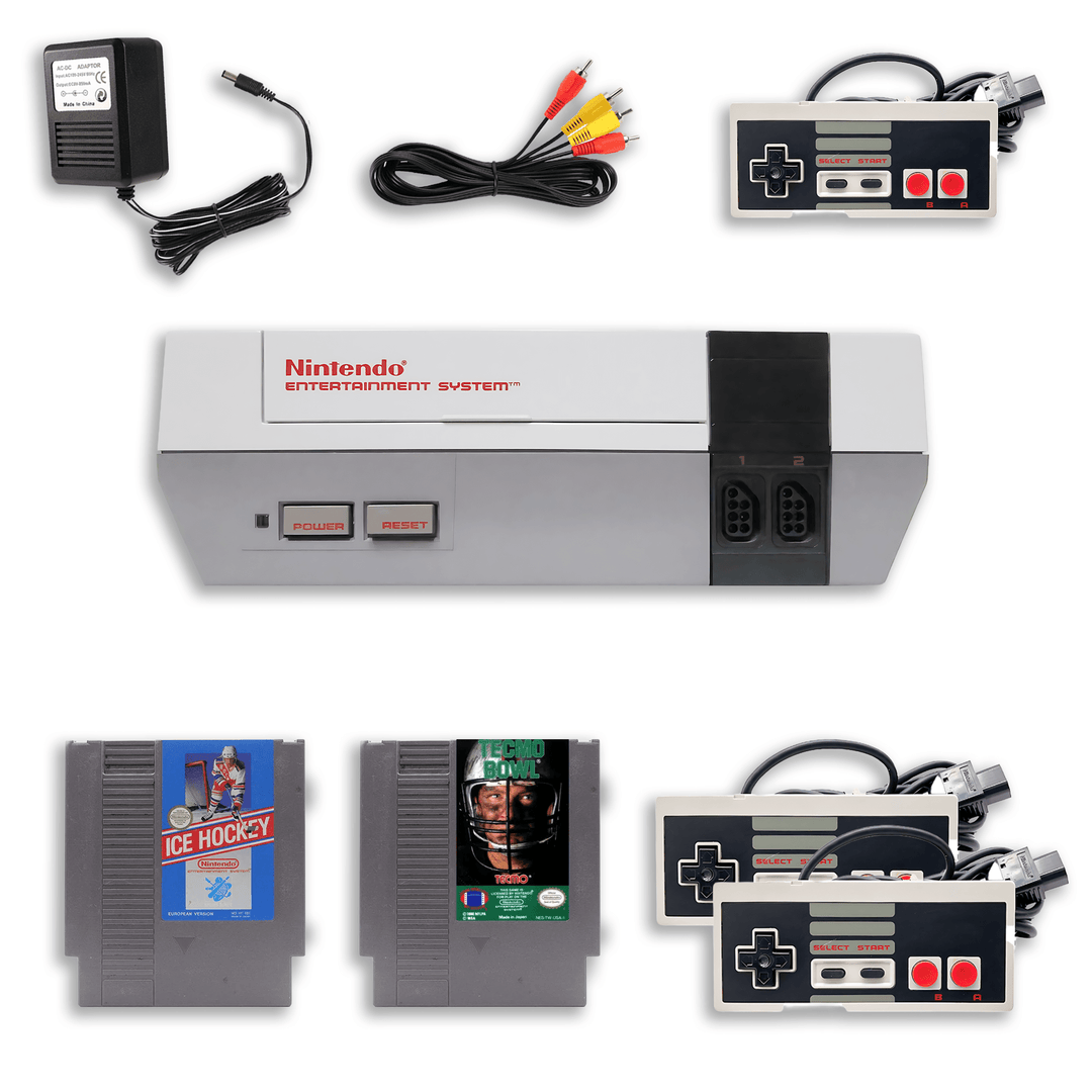 Paquete deportivo de NES - Tecmo Bowl y Ice Hockey - 2 controles