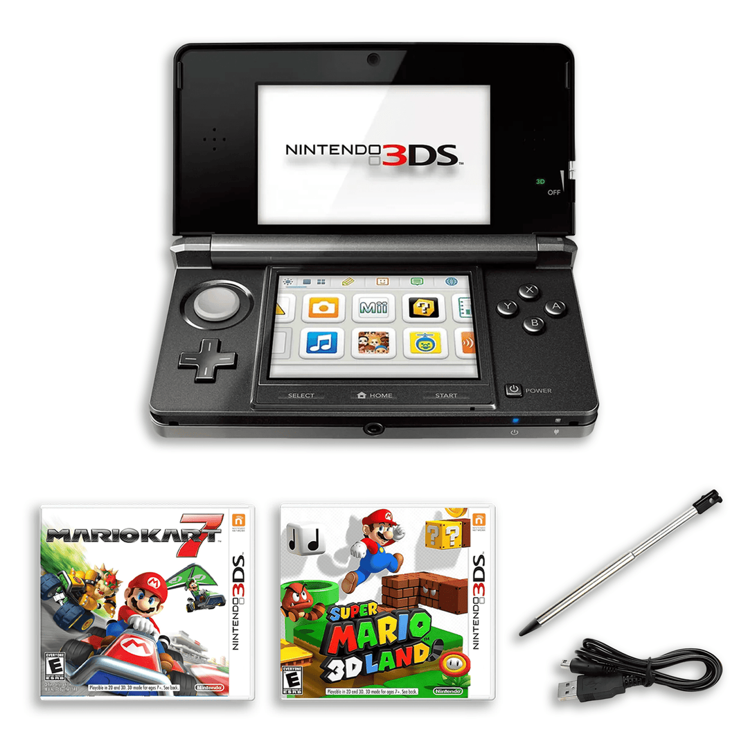Nintendo 3DS Starter Kit – Mario Kart 7 & Super Mario 3D Land – Charger, Stylus