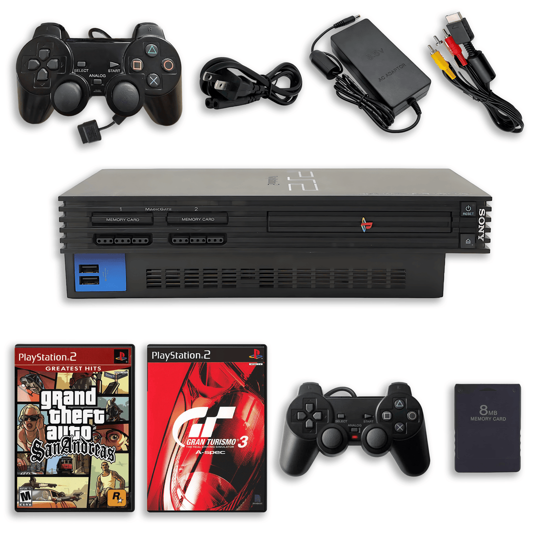 Kit de Inicio de PlayStation 2 – GTA San Andreas y Gran Turismo 3 – 1 Mando, Tarjeta de Memoria