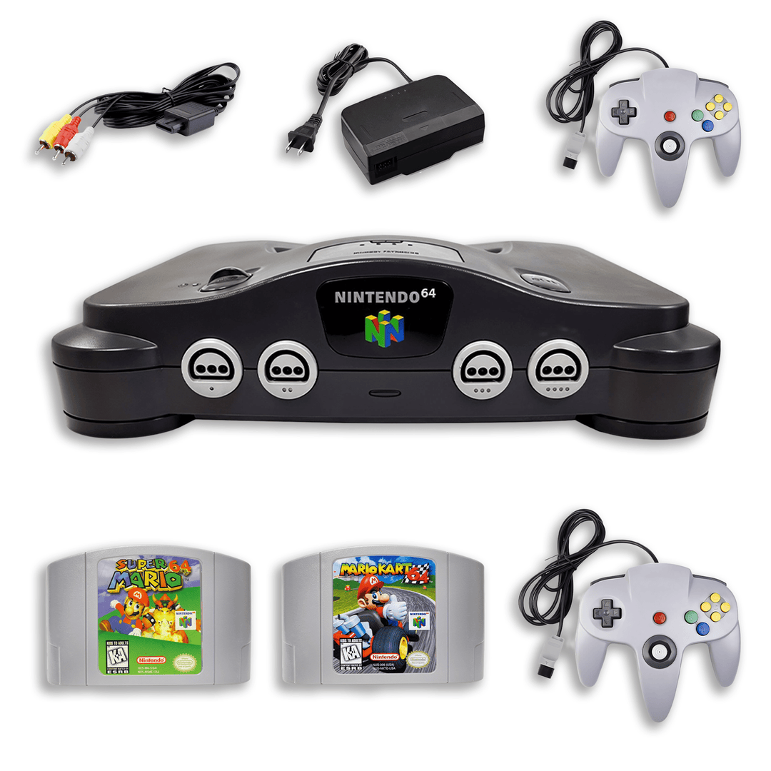 Nintendo 64 Starter Kit – Super Mario 64 & Mario Kart 64 – 1 Controller, AV Cable
