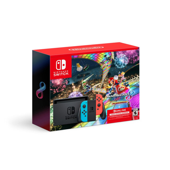 Switch Console Neon Red & Blue Core + Mario Kart 8 Deluxe
