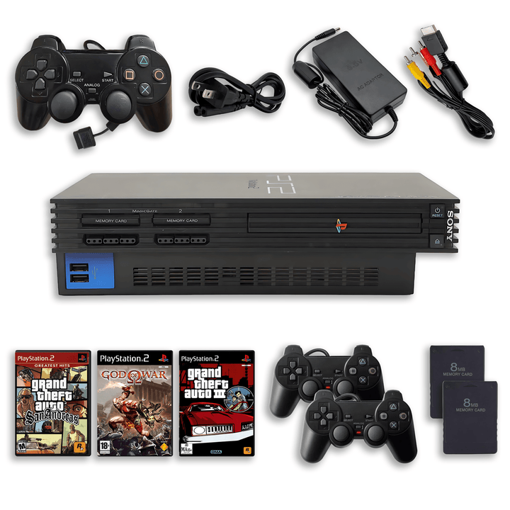 PlayStation 2 Ultimate Collector’s Bundle – GTA SA, GT3 & God of War – 2 Controllers, 2 Memory Cards