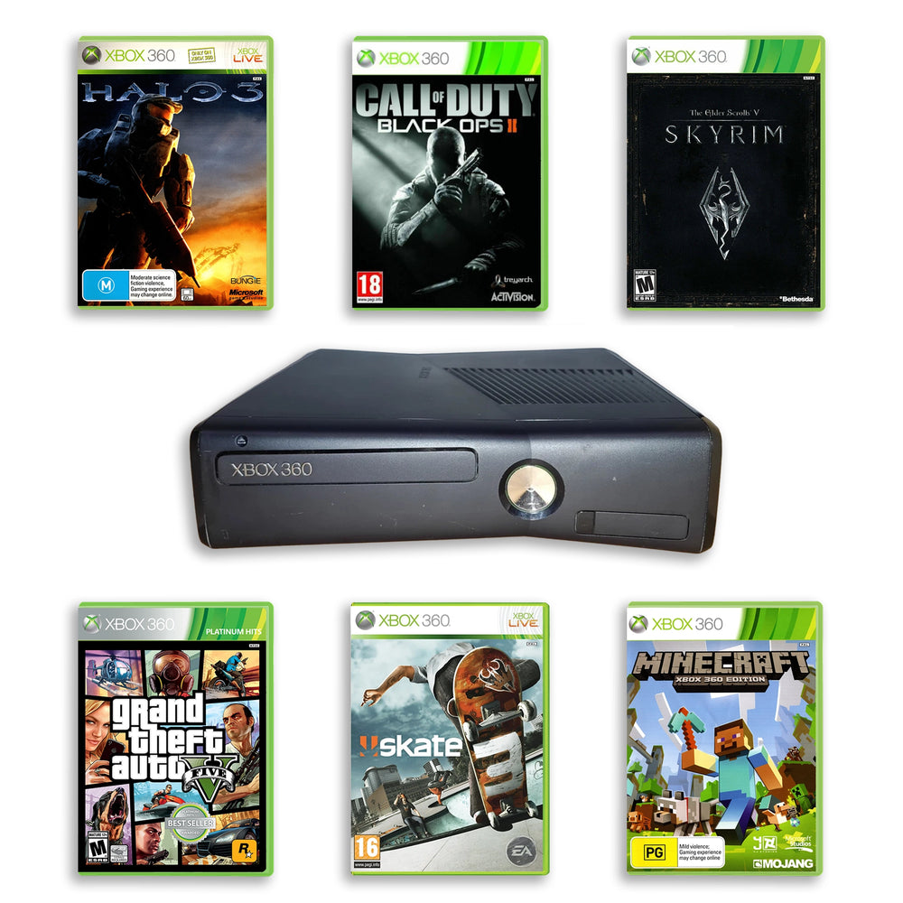 Xbox 360 Model S Console Black  with Top Games