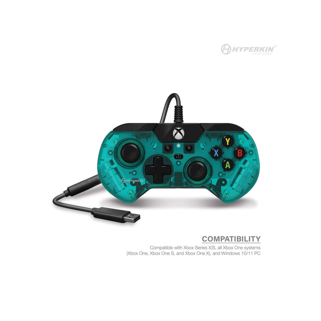 Mando con cable Hyperkin X91 - Verde agua (Retro Fam)