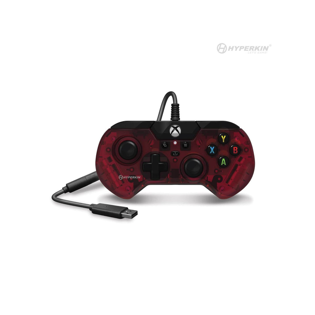 Mando con cable Hyperkin X91 - Rojo rubí (Retro Fam)
