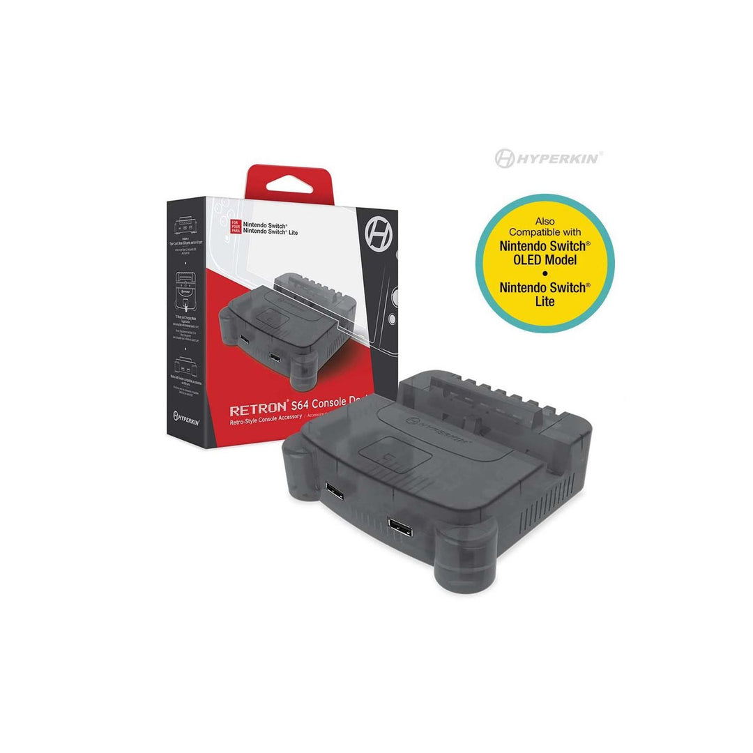Station d'accueil RetroN S64 pour console Nintendo Switch/Nintendo Switch Lite - Gris fumé (Retro Fam)